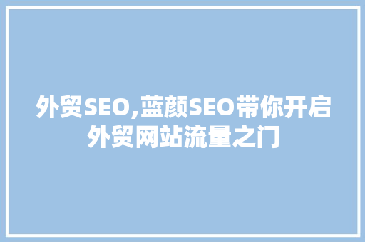 外贸SEO,蓝颜SEO带你开启外贸网站流量之门