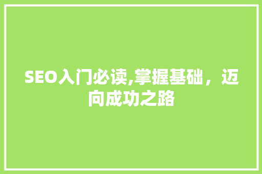 SEO入门必读,掌握基础，迈向成功之路