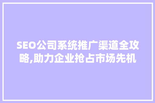 SEO公司系统推广渠道全攻略,助力企业抢占市场先机