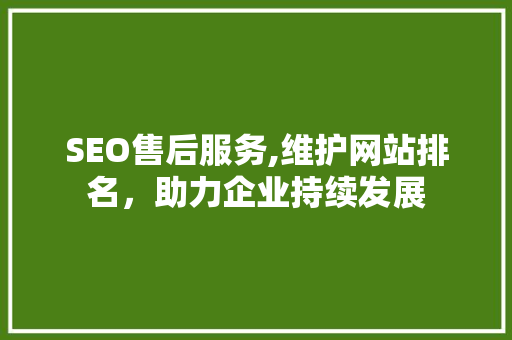 SEO售后服务,维护网站排名，助力企业持续发展