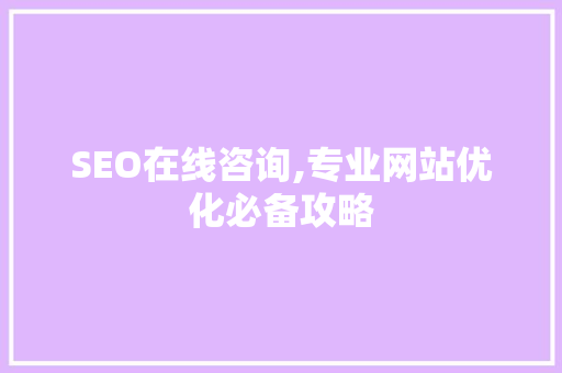 SEO在线咨询,专业网站优化必备攻略