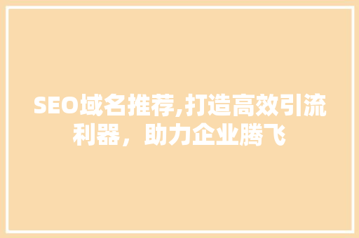 SEO域名推荐,打造高效引流利器，助力企业腾飞 建站教程