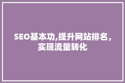 SEO基本功,提升网站排名，实现流量转化 Web前端