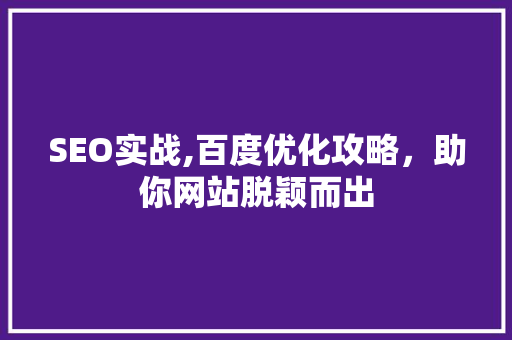 SEO实战,百度优化攻略，助你网站脱颖而出