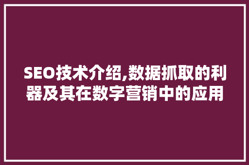 SEO技术介绍,数据抓取的利器及其在数字营销中的应用