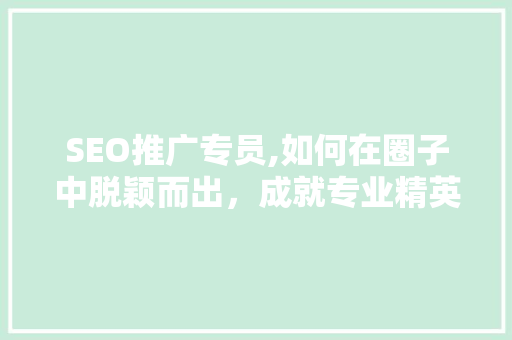 SEO推广专员,如何在圈子中脱颖而出，成就专业精英