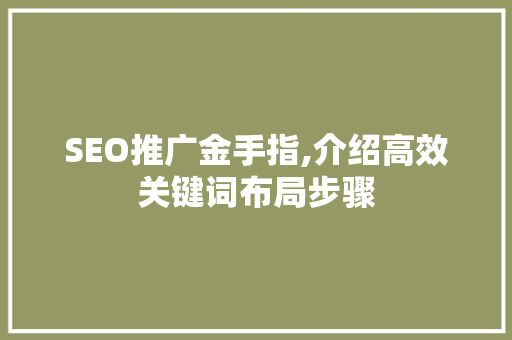 SEO推广金手指,介绍高效关键词布局步骤