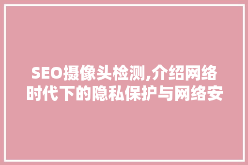 SEO摄像头检测,介绍网络时代下的隐私保护与网络安全