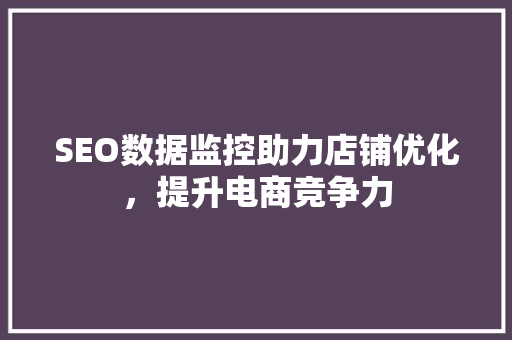 SEO数据监控助力店铺优化，提升电商竞争力