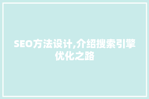 SEO方法设计,介绍搜索引擎优化之路