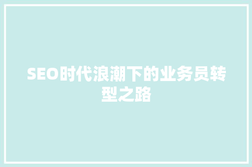 SEO时代浪潮下的业务员转型之路