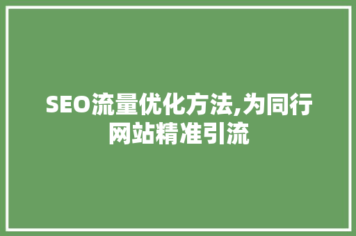 SEO流量优化方法,为同行网站精准引流