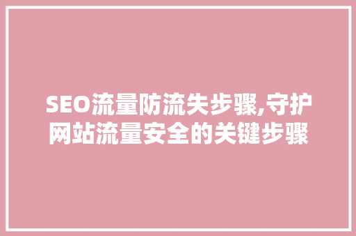 SEO流量防流失步骤,守护网站流量安全的关键步骤 服务器/数据库