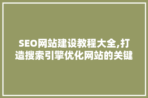 SEO网站建设教程大全,打造搜索引擎优化网站的关键步骤与方法
