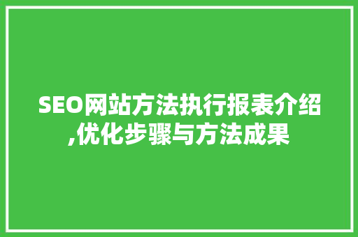 SEO网站方法执行报表介绍,优化步骤与方法成果