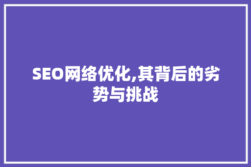 SEO网络优化,其背后的劣势与挑战