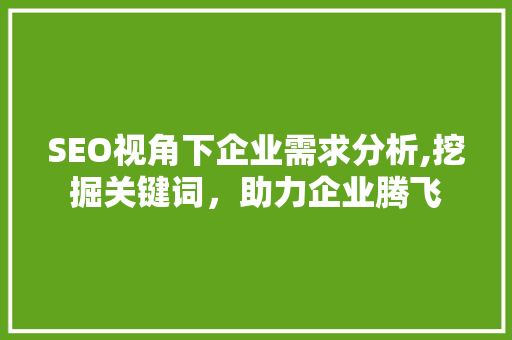 SEO视角下企业需求分析,挖掘关键词，助力企业腾飞