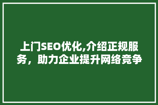 上门SEO优化,介绍正规服务，助力企业提升网络竞争力