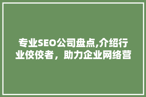 专业SEO公司盘点,介绍行业佼佼者，助力企业网络营销腾飞