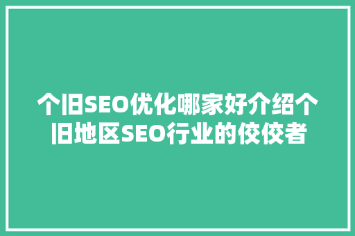 个旧SEO优化哪家好介绍个旧地区SEO行业的佼佼者