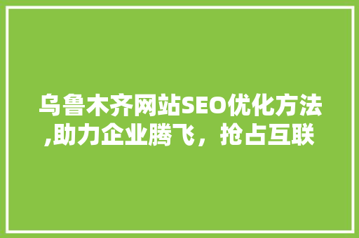 乌鲁木齐网站SEO优化方法,助力企业腾飞，抢占互联网市场先机