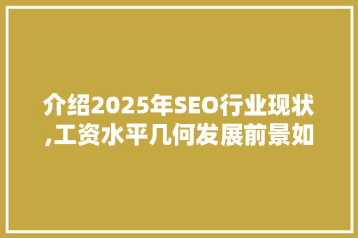 介绍2025年SEO行业现状,工资水平几何发展前景如何