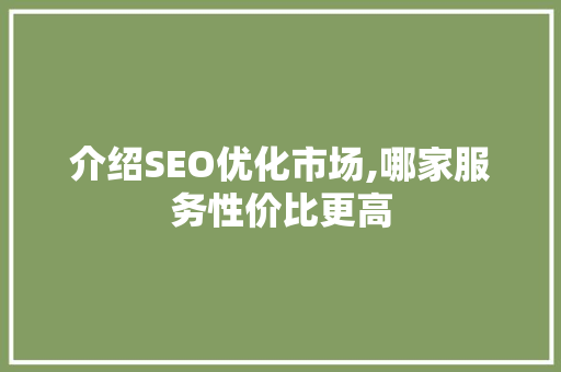 介绍SEO优化市场,哪家服务性价比更高