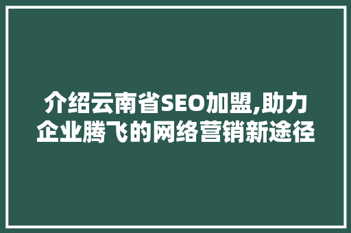 介绍云南省SEO加盟,助力企业腾飞的网络营销新途径