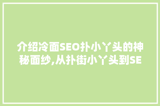 介绍冷面SEO扑小丫头的神秘面纱,从扑街小丫头到SEO行业佼佼者的蜕变之路