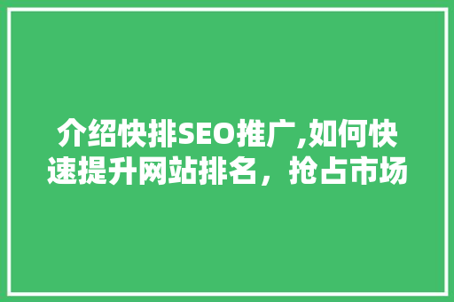 介绍快排SEO推广,如何快速提升网站排名，抢占市场先机