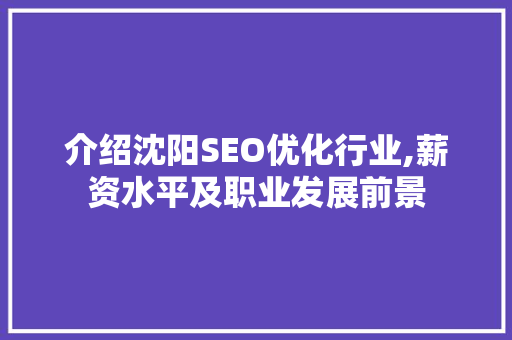 介绍沈阳SEO优化行业,薪资水平及职业发展前景