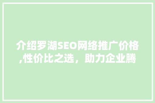 介绍罗湖SEO网络推广价格,性价比之选，助力企业腾飞