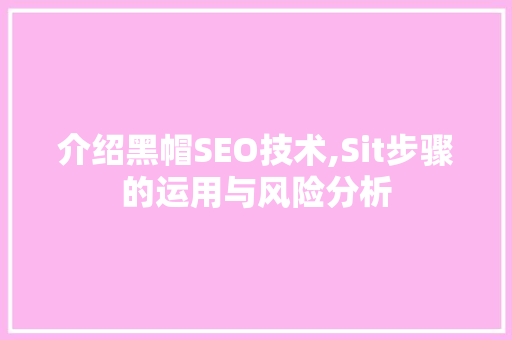 介绍黑帽SEO技术,Sit步骤的运用与风险分析