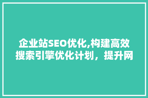 企业站SEO优化,构建高效搜索引擎优化计划，提升网站流量与品牌影响力