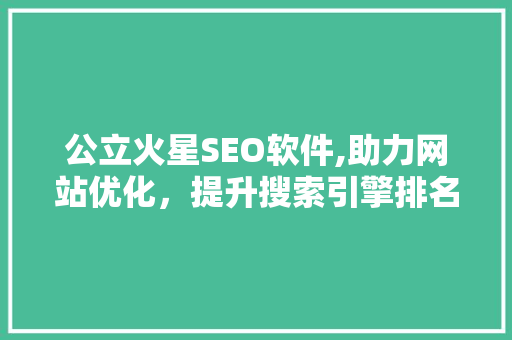 公立火星SEO软件,助力网站优化，提升搜索引擎排名