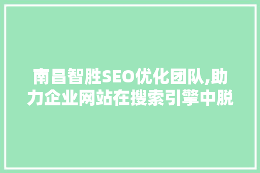 南昌智胜SEO优化团队,助力企业网站在搜索引擎中脱颖而出