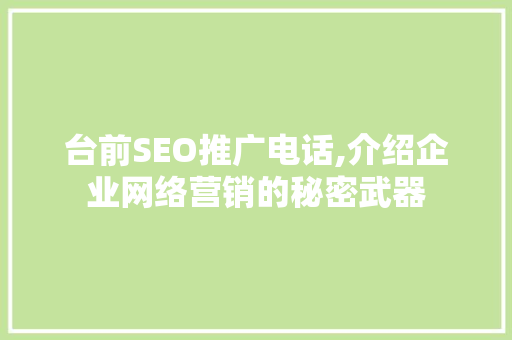 台前SEO推广电话,介绍企业网络营销的秘密武器
