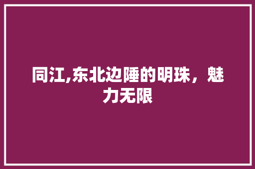 同江,东北边陲的明珠，魅力无限