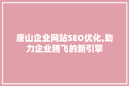 唐山企业网站SEO优化,助力企业腾飞的新引擎 WordPress教程