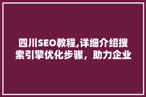 四川SEO教程,详细介绍搜索引擎优化步骤，助力企业提升网络竞争力