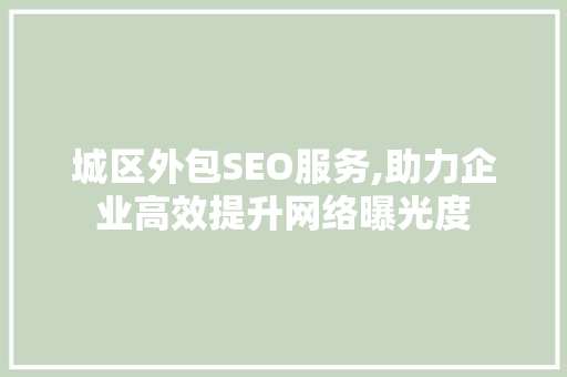 城区外包SEO服务,助力企业高效提升网络曝光度