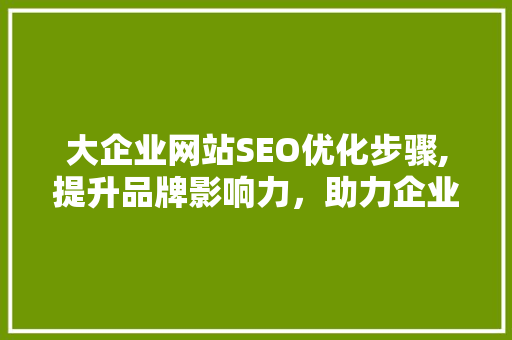大企业网站SEO优化步骤,提升品牌影响力，助力企业腾飞 SEO教程