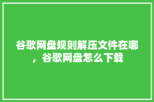 谷歌网盘规则解压文件在哪，谷歌网盘怎么下载