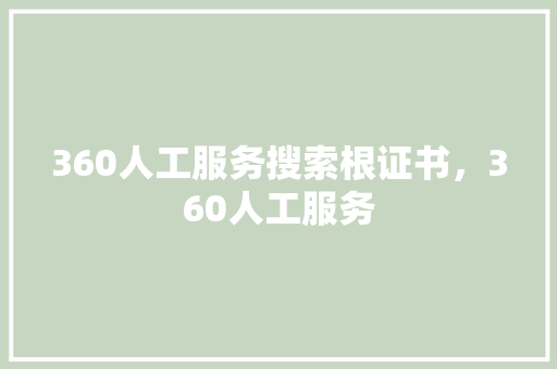 360人工服务搜索根证书，360人工服务