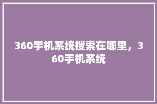 360手机系统搜索在哪里，360手机系统 友链在线