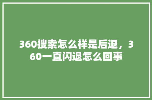 360搜索怎么样是后退，360一直闪退怎么回事
