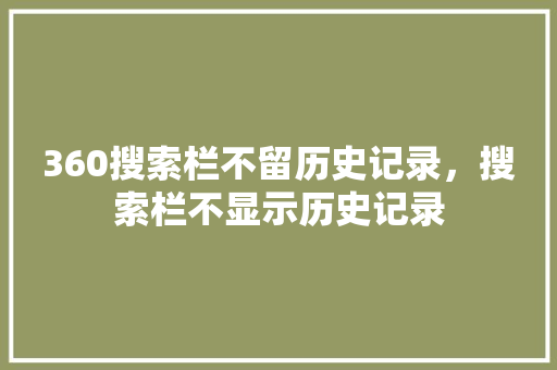 360搜索栏不留历史记录，搜索栏不显示历史记录