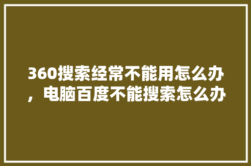 360搜索经常不能用怎么办，电脑百度不能搜索怎么办 友链在线