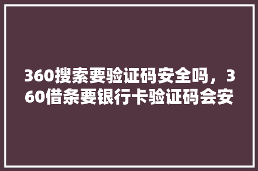 360搜索要验证码安全吗，360借条要银行卡验证码会安全吗
