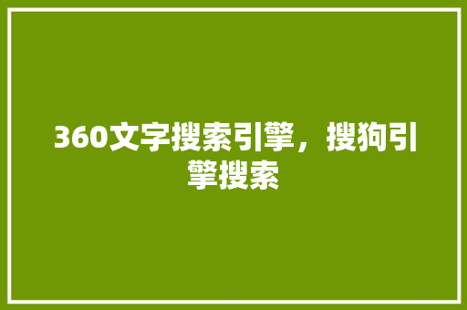 360文字搜索引擎，搜狗引擎搜索